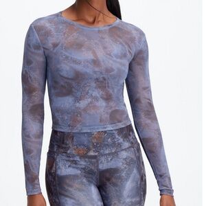 Fabletics Stylish Abstract Blue Long Sleeve Top